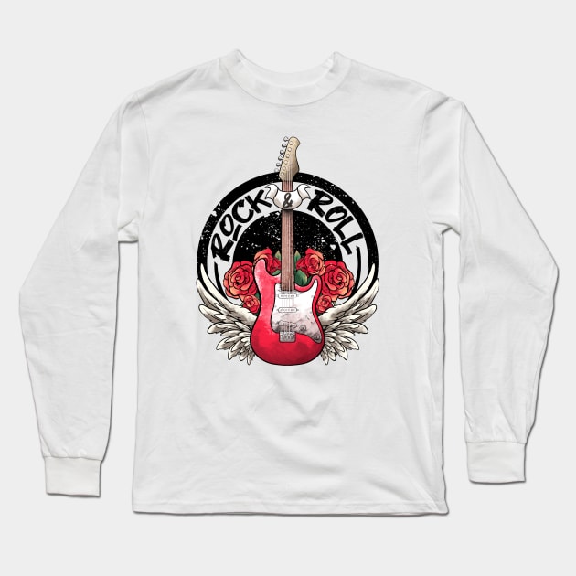 Lets Rock Rock&Roll Skeleton Hand Vintage Retro Rock Concert Long Sleeve T-Shirt by MerchBeastStudio